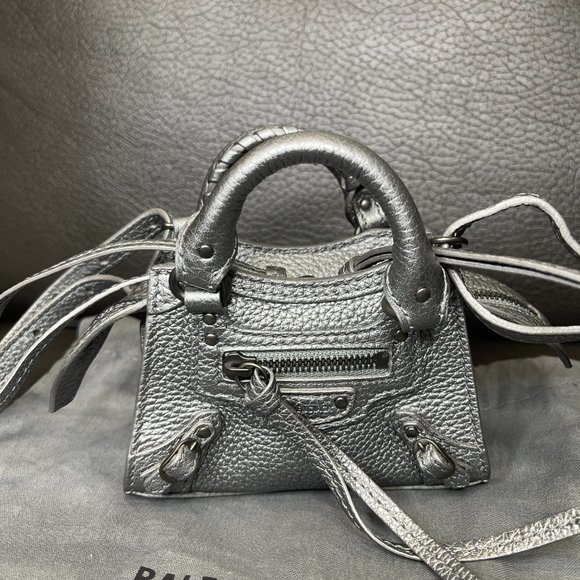 Balenciaga Nano Sized Crossbody NeoClassic Mini Bag Silver - Like New - Picture 2 of 13